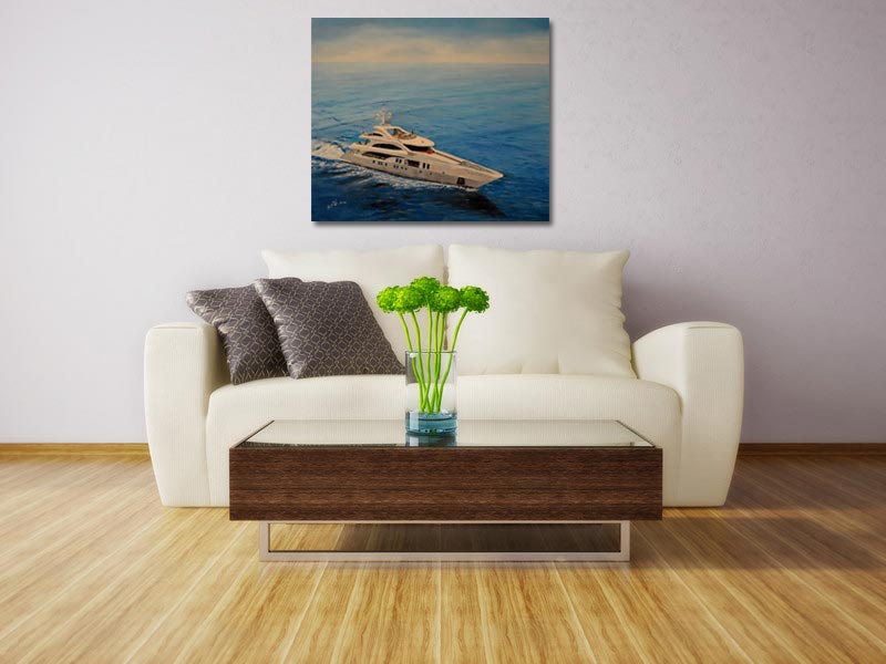 Ölgemälde Superyacht Stube Meerblick Art BF