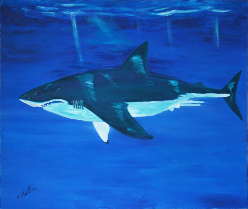 Ölgemälde "Weisser Hai" Art BF